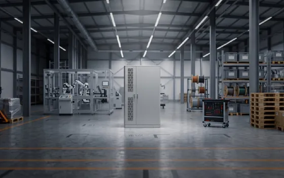 Schlüsselfertiger Gewerbespeicher von Oros Energy in einer Industriehalle